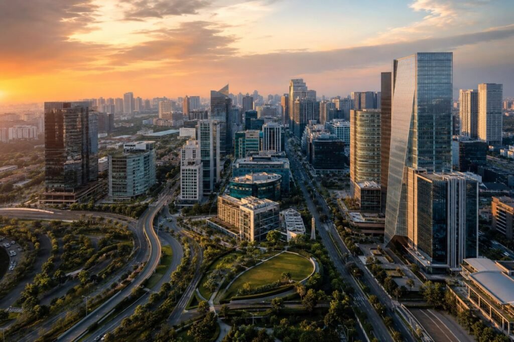 Commercial property in Gurugram featuring Grade A office towers and business districts