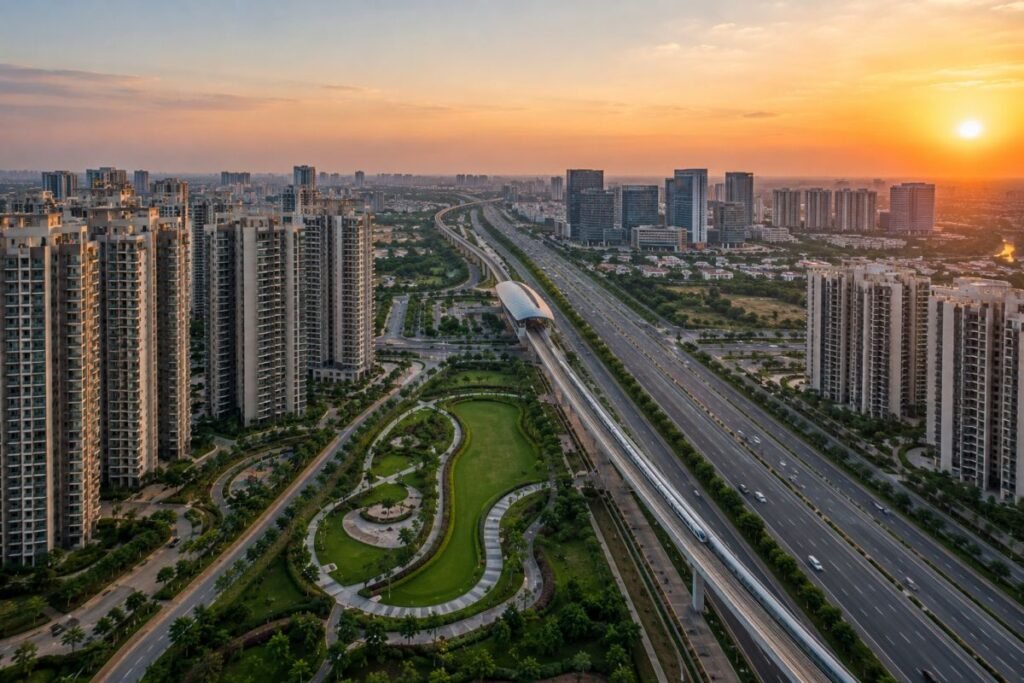 Premium residential towers along Dwarka Expressway Gurugram