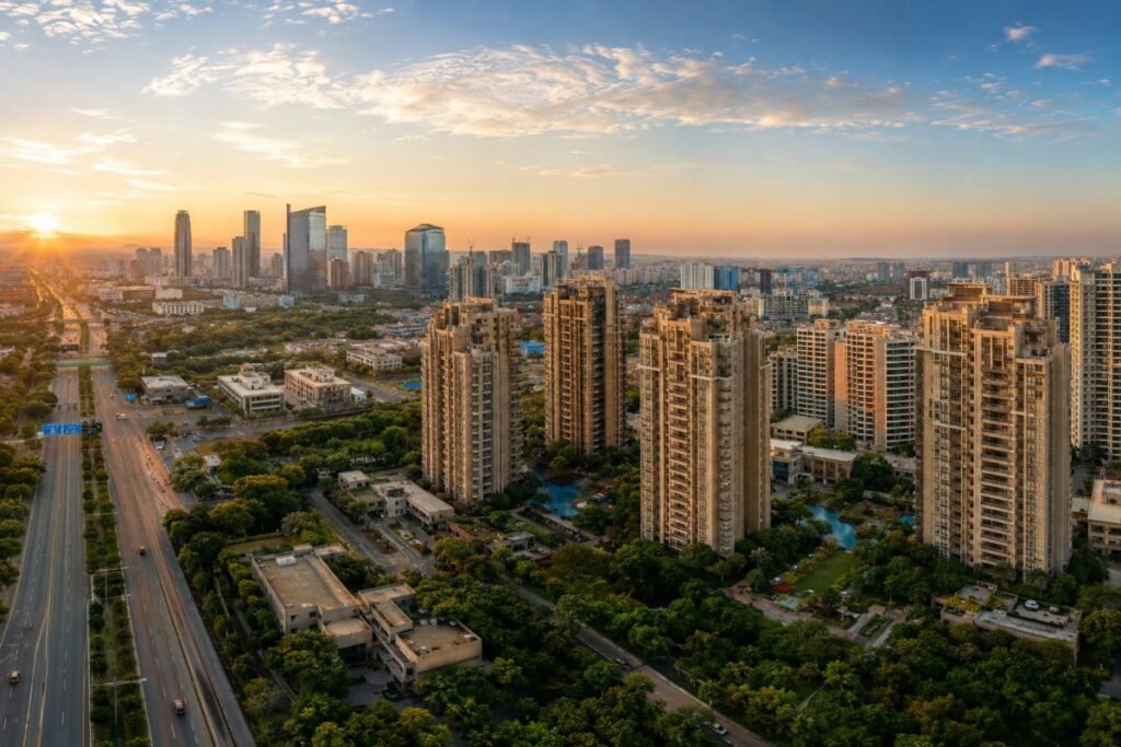 Flats in Gurugram buyer's guide 2026 showing modern residential skyline