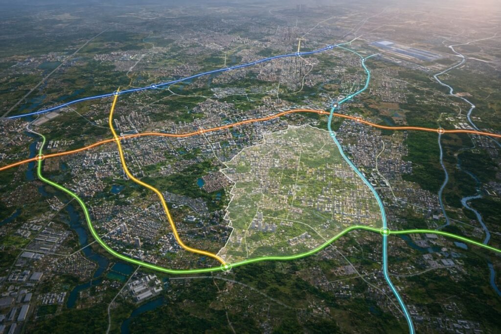 Major residential growth corridors in Gurugram including Dwarka Expressway and SPR