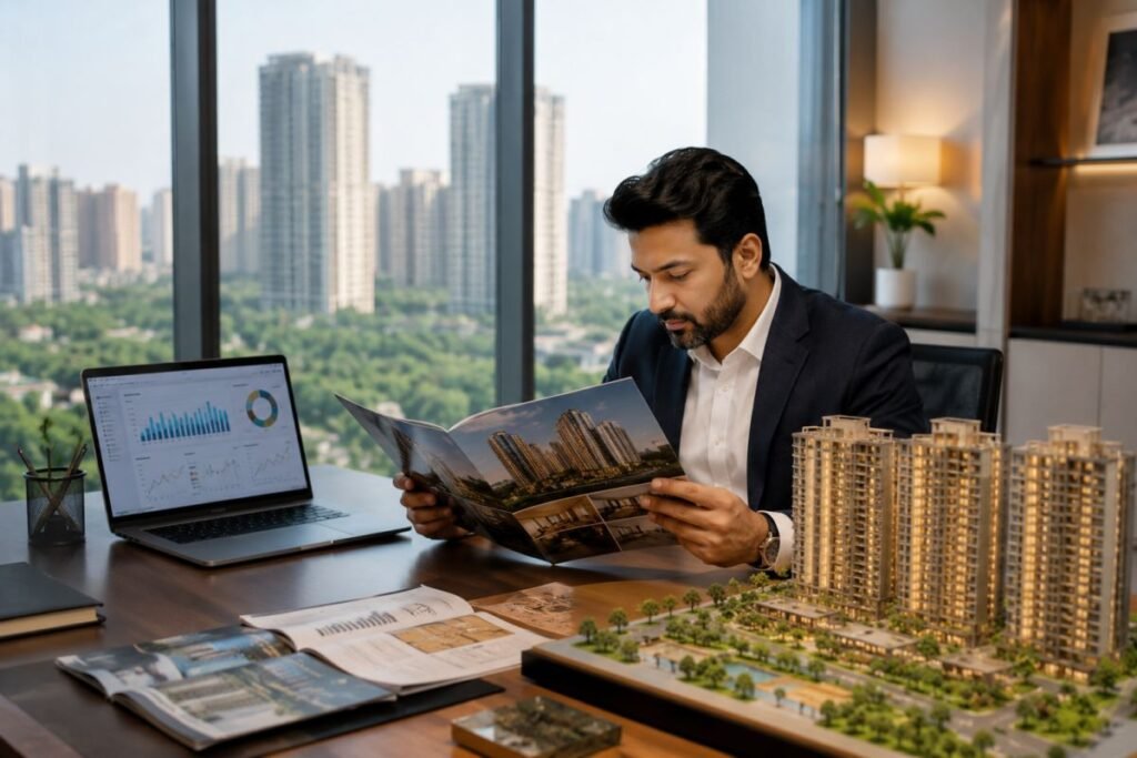 Investor comparing luxury apartments in Gurugram
