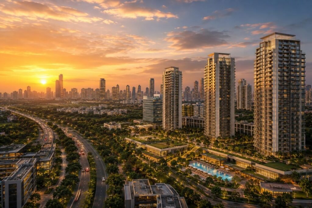 Luxury residential skyline representing property rates in Gurugram