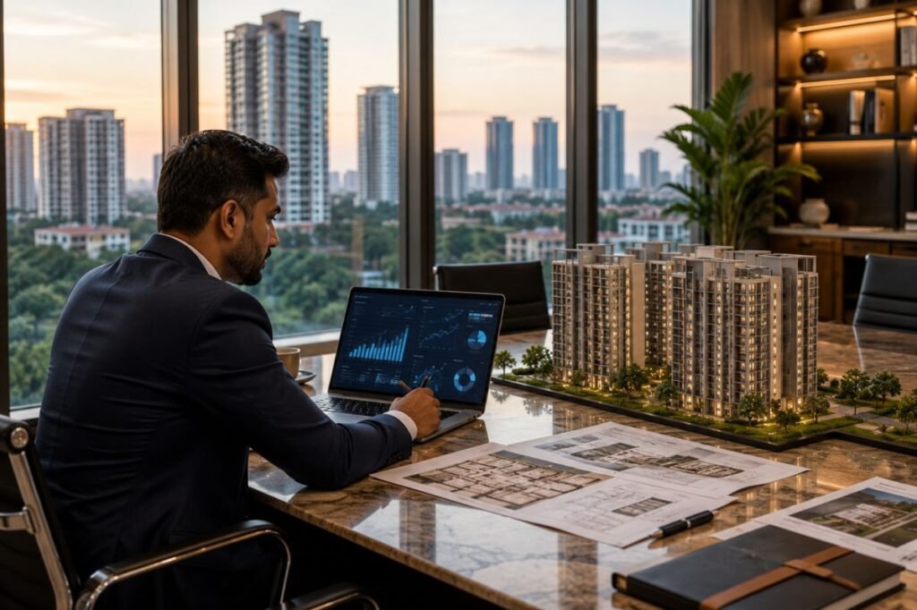Investor analysing premium residential property in Gurugram