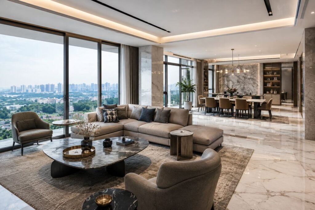 Spacious luxury living room inside Indiabulls Estate & Club Gurgaon