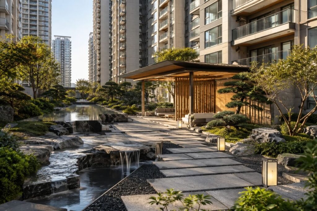Japanese-inspired architecture at Krisumi Waterside Residences