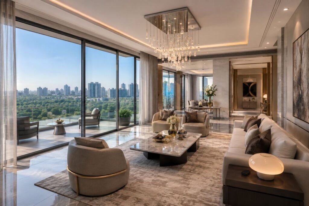 Luxury apartment interior in Gurugram with premium finishes