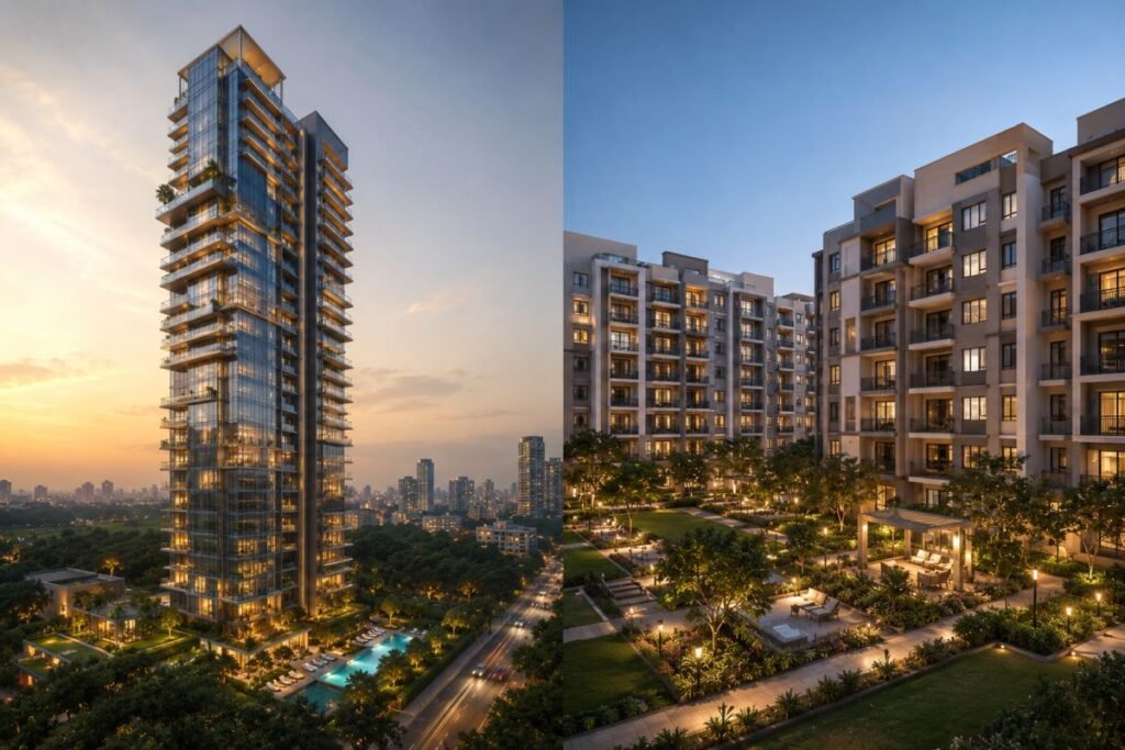 Luxury apartment compared with premium mid-luxury residential community in Gurugram