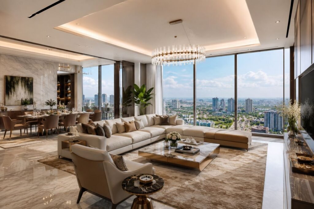 Luxury apartment interior at Oberoi Three Sixty North