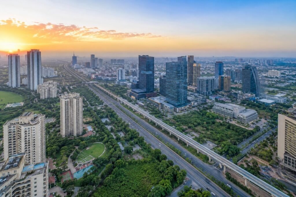 Property in Gurugram showcasing Gurugram skyline and premium residential developments