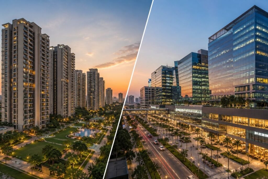 Residential vs commercial property investment in Gurgaon