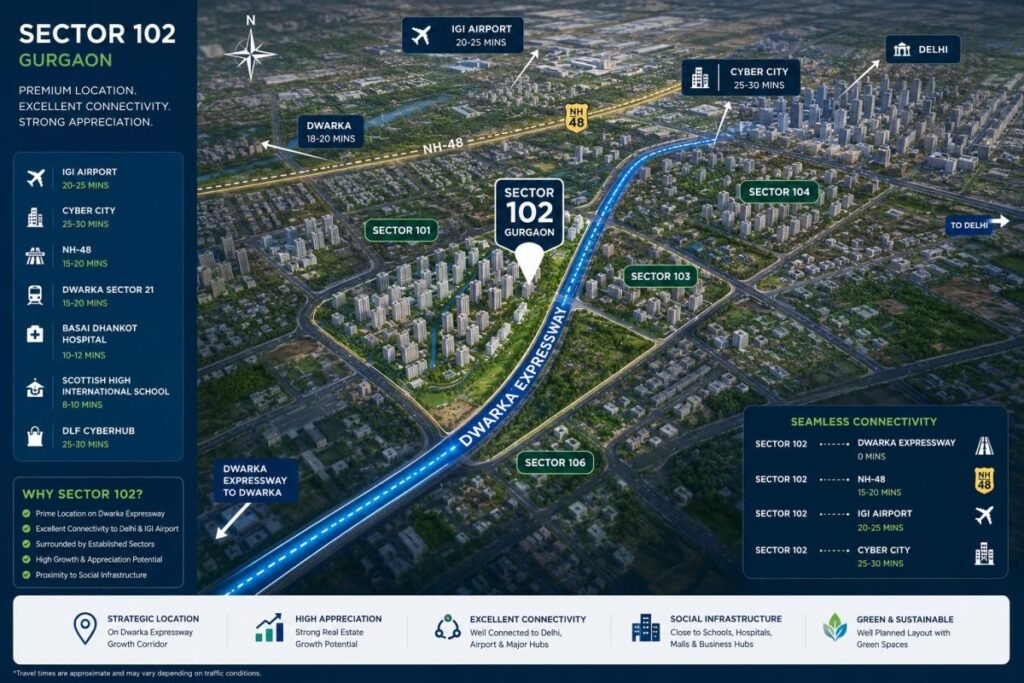 Sector 102 Gurugram location near Dwarka Expressway