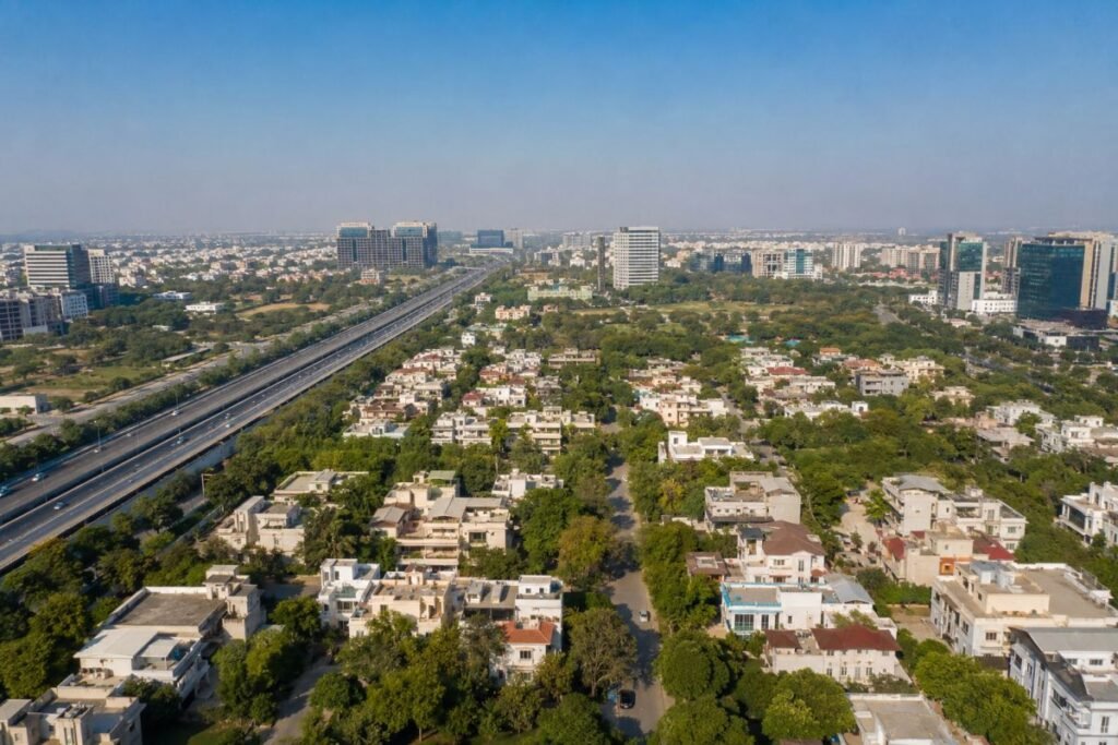 Sector 33 Gurugram aerial view with residential neighborhoods and NH-48