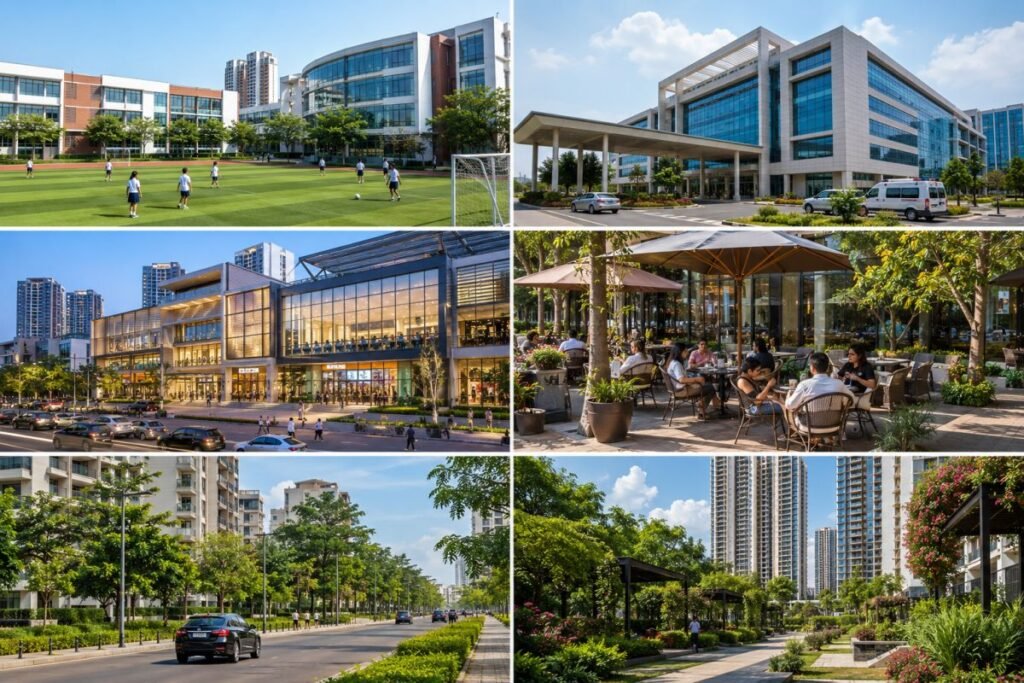 Social infrastructure in Sector 37D Gurugram with schools hospitals and retail