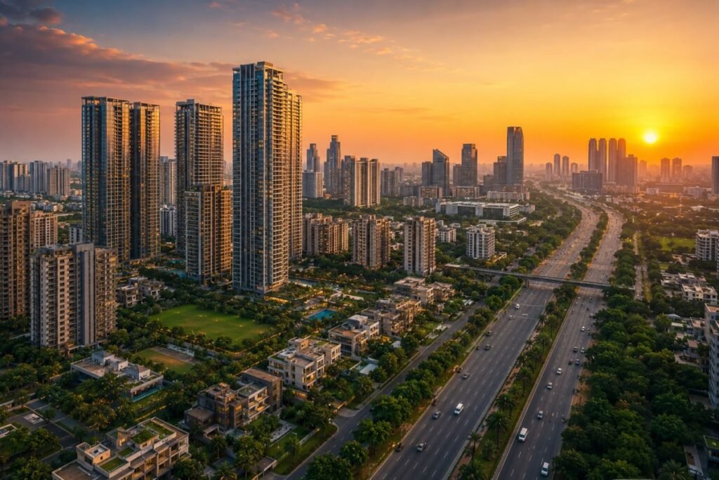 Panoramic skyline of Sector 63A Gurugram