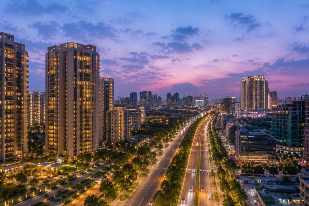 Evening skyline of Sector 67 Gurugram