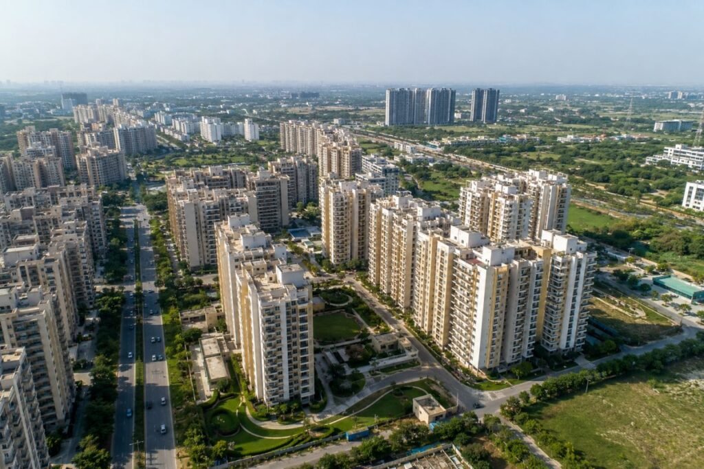 Sector 90 Gurugram aerial view showing residential developments in New Gurugram