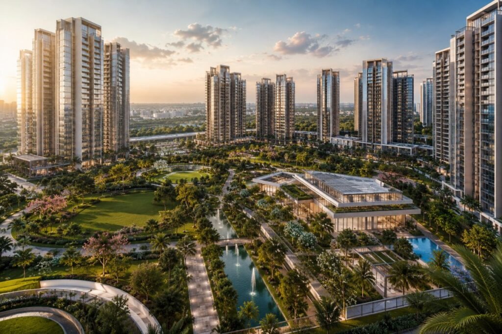 Smartworld One DXP master planning with landscaped open spaces