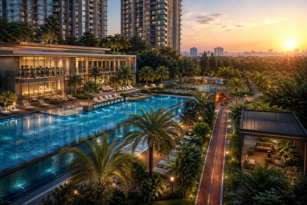 Smartworld Sky Arc clubhouse swimming pool and luxury amenities