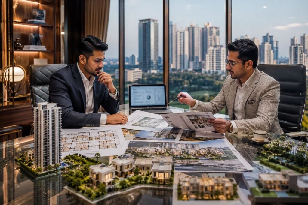 Investor comparing Adani Realty projects in Gurugram