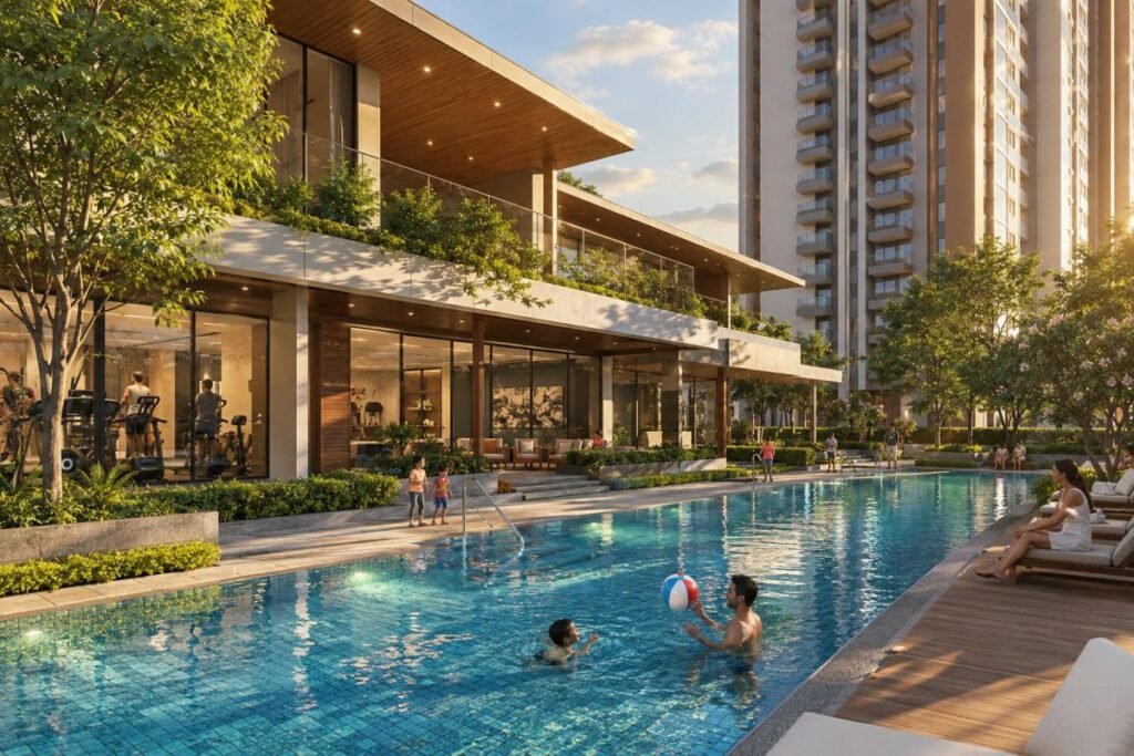 ATS Triumph clubhouse swimming pool and landscaped amenities