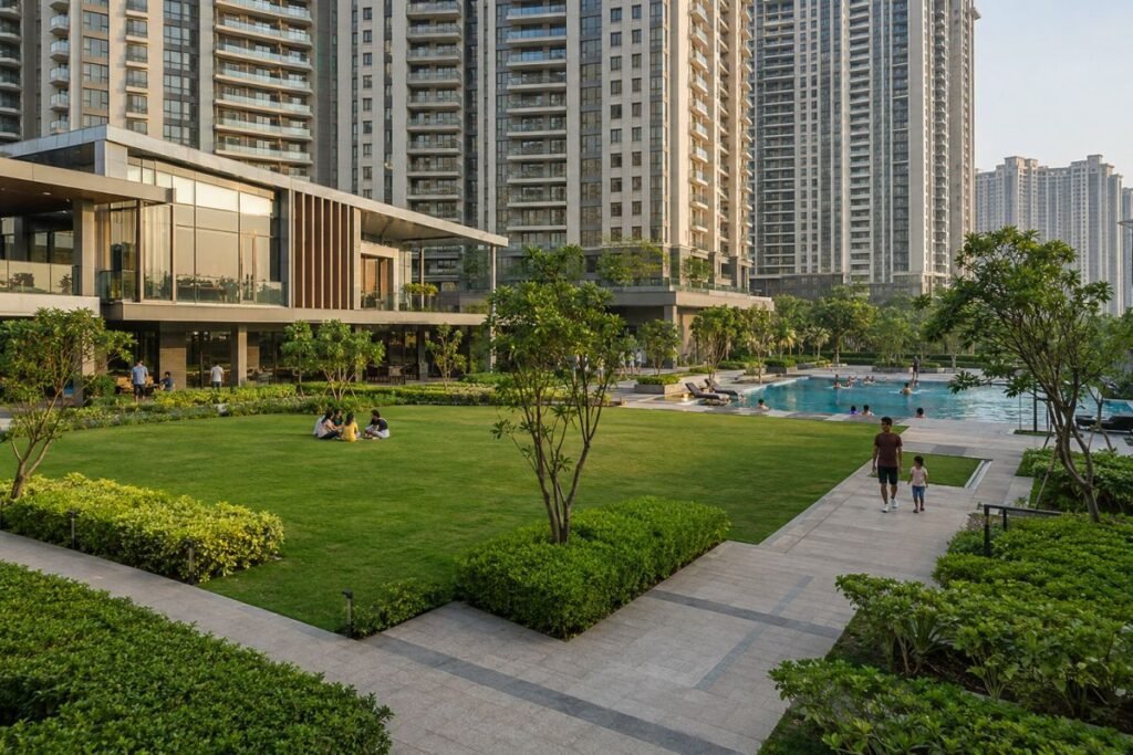 Residential clubhouse landscaping and lifestyle amenities in Gurugram