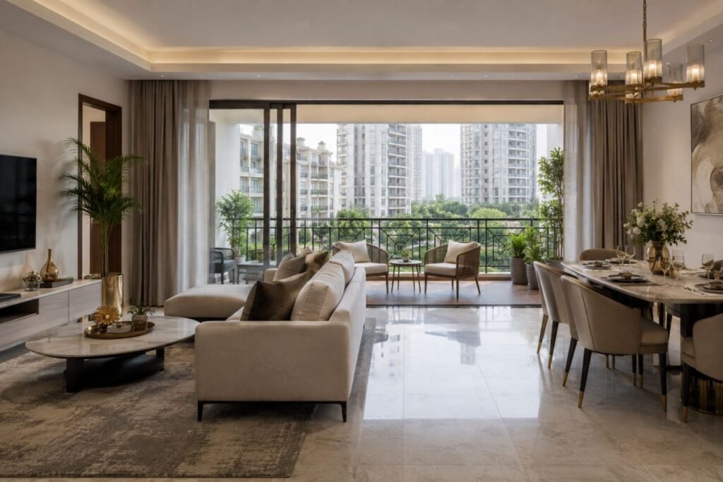Modern BPTP Verti Greens apartment interior with balcony and natural light