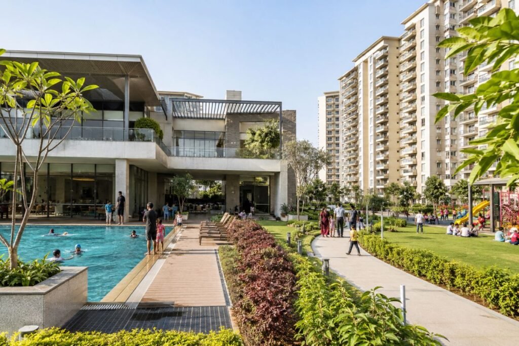 BPTP Verti Greens clubhouse, landscaped greens and residential amenities