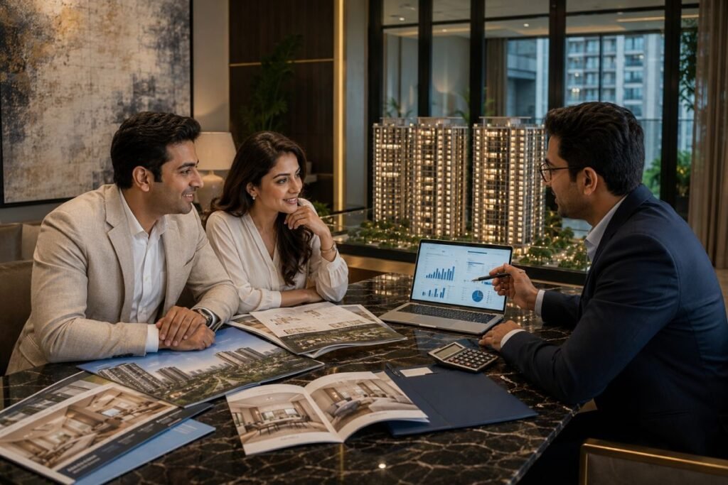 Investor evaluating premium DLF property investment in Gurugram.