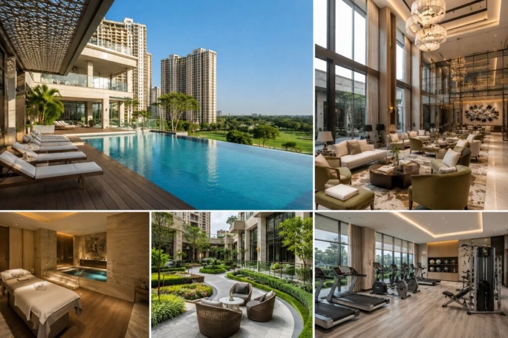 Luxury clubhouse and swimming pool at DLF The Camellias