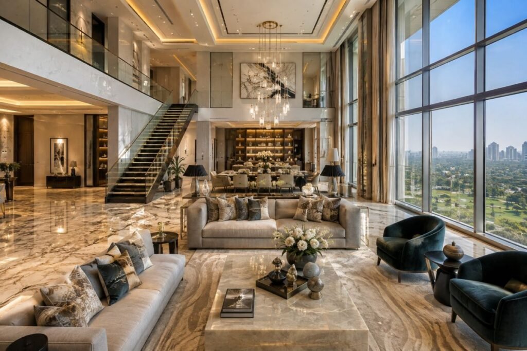 Premium living room inside DLF The Camellias Gurgaon