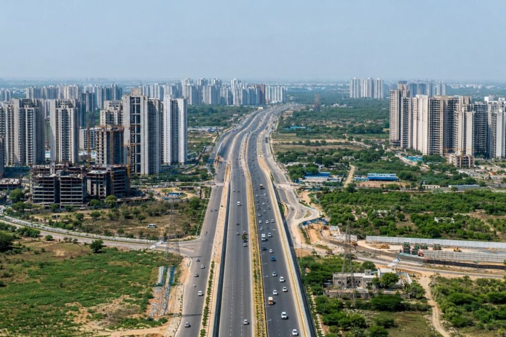 Dwarka Expressway with residential developments in Gurugram