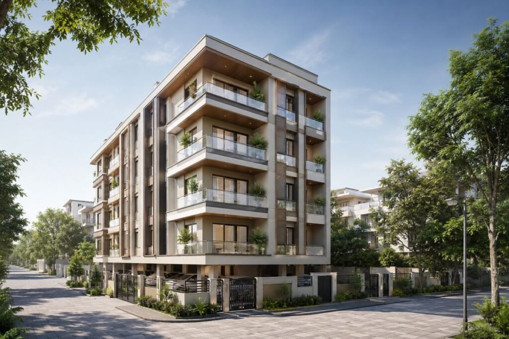 Low-rise builder floor development in Gurugram offering privacy and dedicated parking