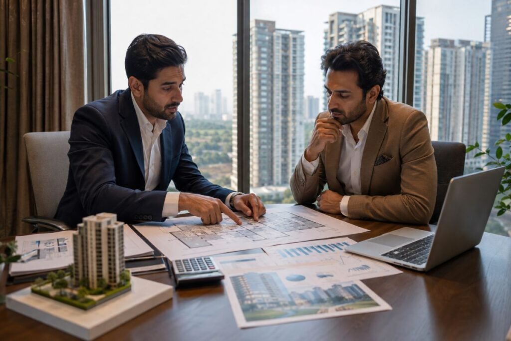 Investor reviewing luxury property investment in Gurugram