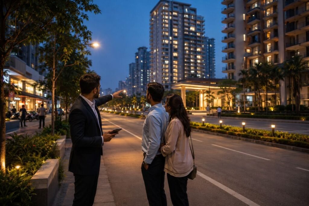 Evening site visit to a residential project in Gurugram