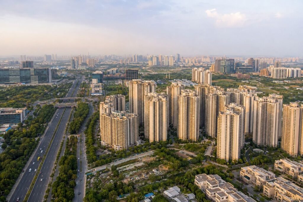 Modern residential high-rise developments in Gurugram real estate market