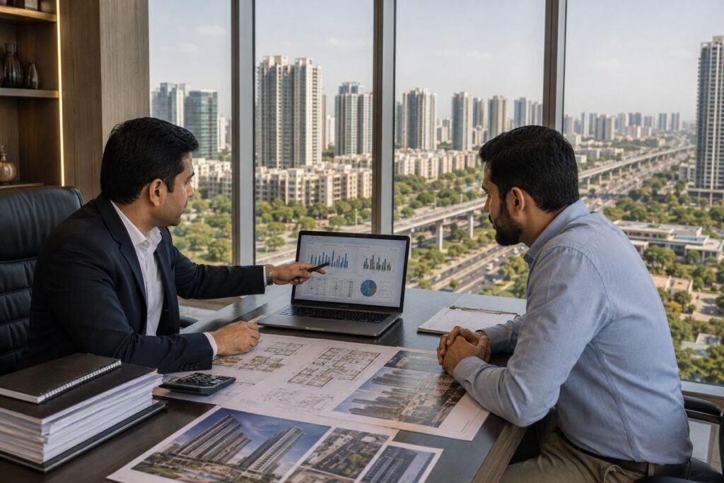 Investor choosing between Gurugram and Noida property investment