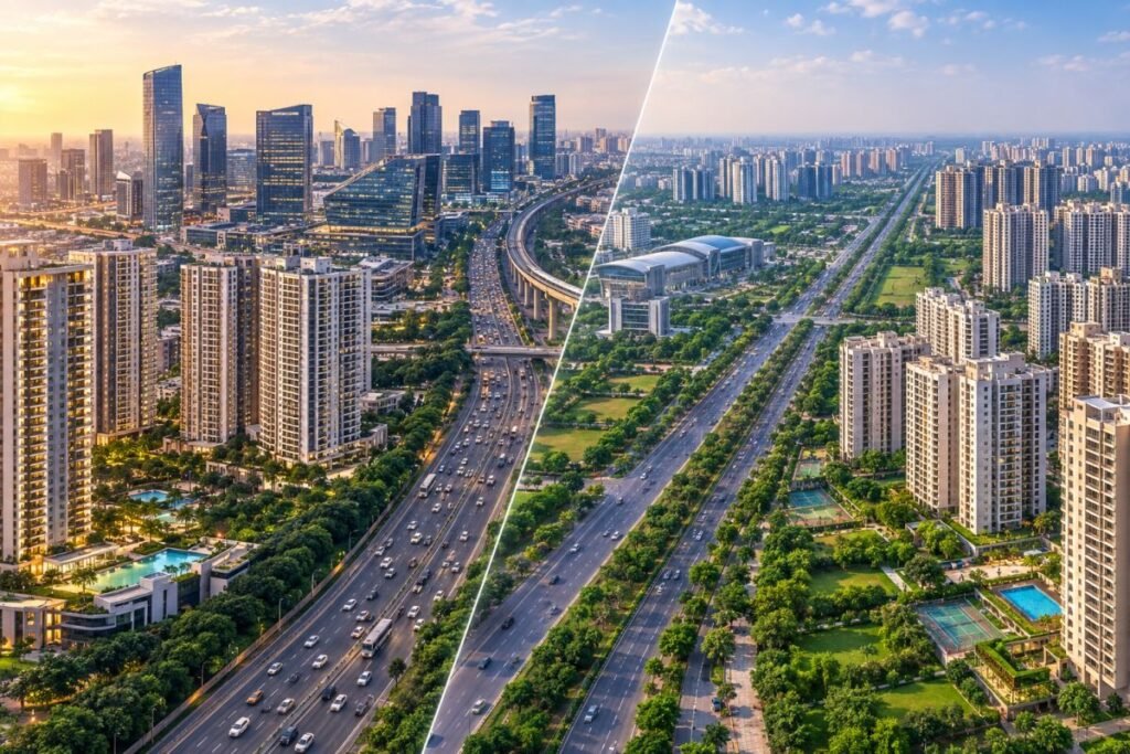 Gurugram vs Noida real estate investment comparison 2026