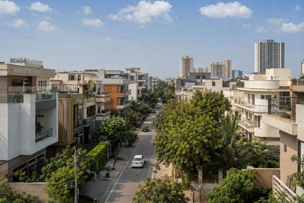 Sector 18 Gurugram residential properties and urban surroundings