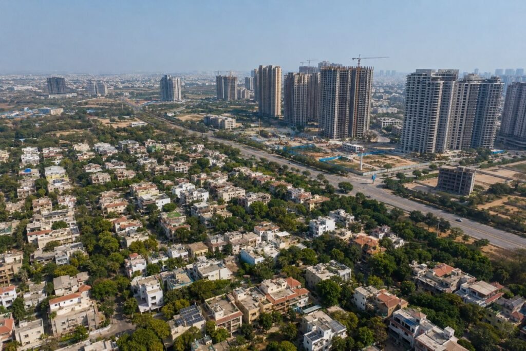 Sector 18 Gurugram residential area compared with newer development corridors
