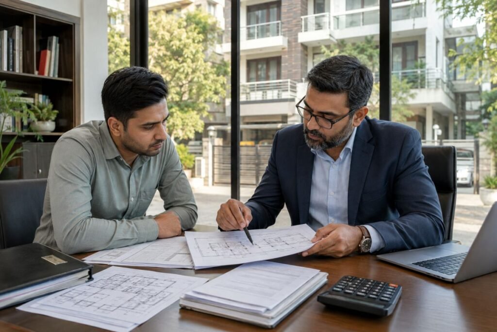 Property buyer reviewing Sector 21 Gurugram documents