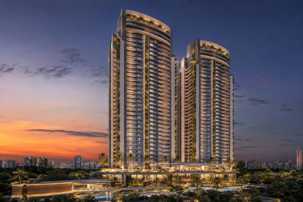Smartworld The Edition Sector 66 Gurgaon exterior view of twin towers with contemporary facade design by Studio Symbiosis