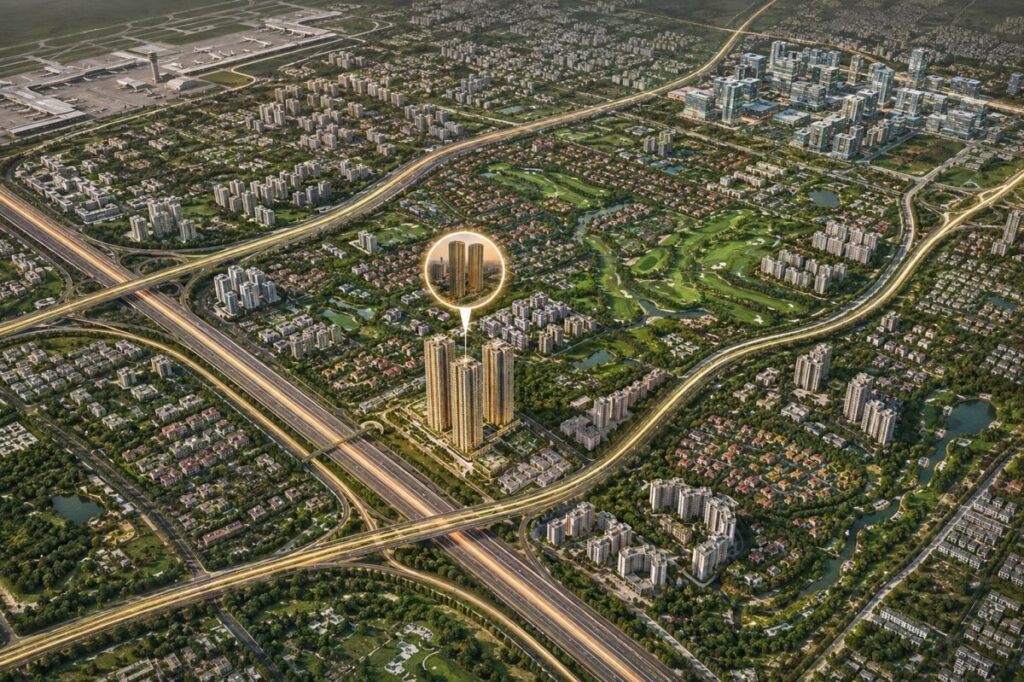 Location of Trump Towers Gurgaon near Golf Course Extension Road and Southern Peripheral Road