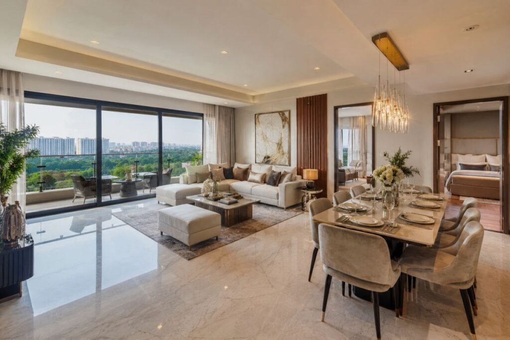 Spacious luxury apartment interior inspired by Vatika Sovereign Park