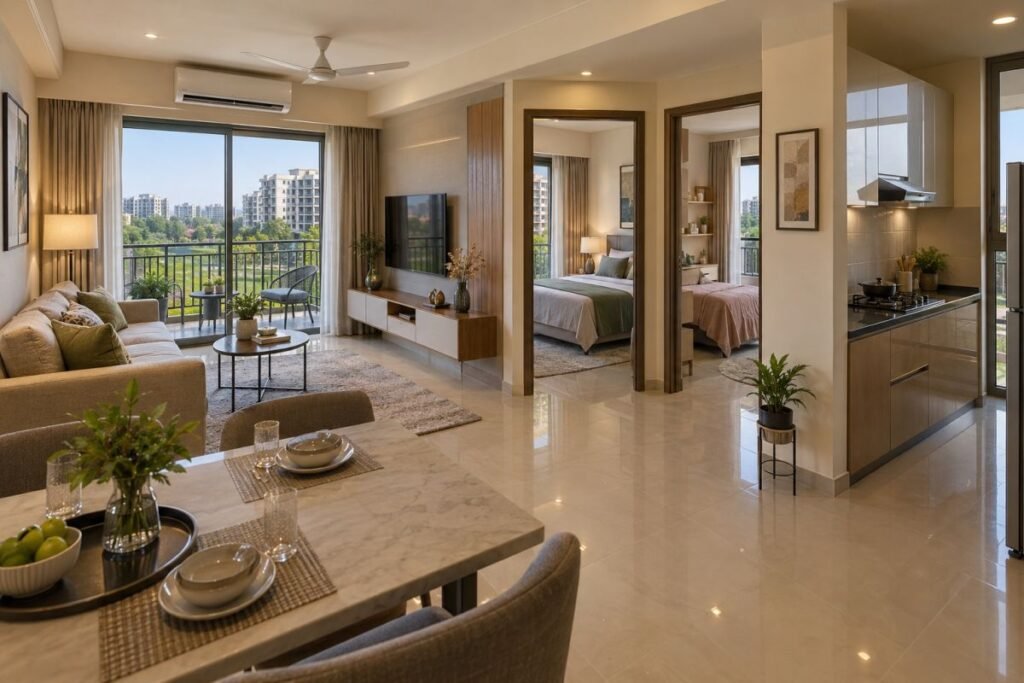 Compact 2 BHK apartment on Golf Course Extension Road