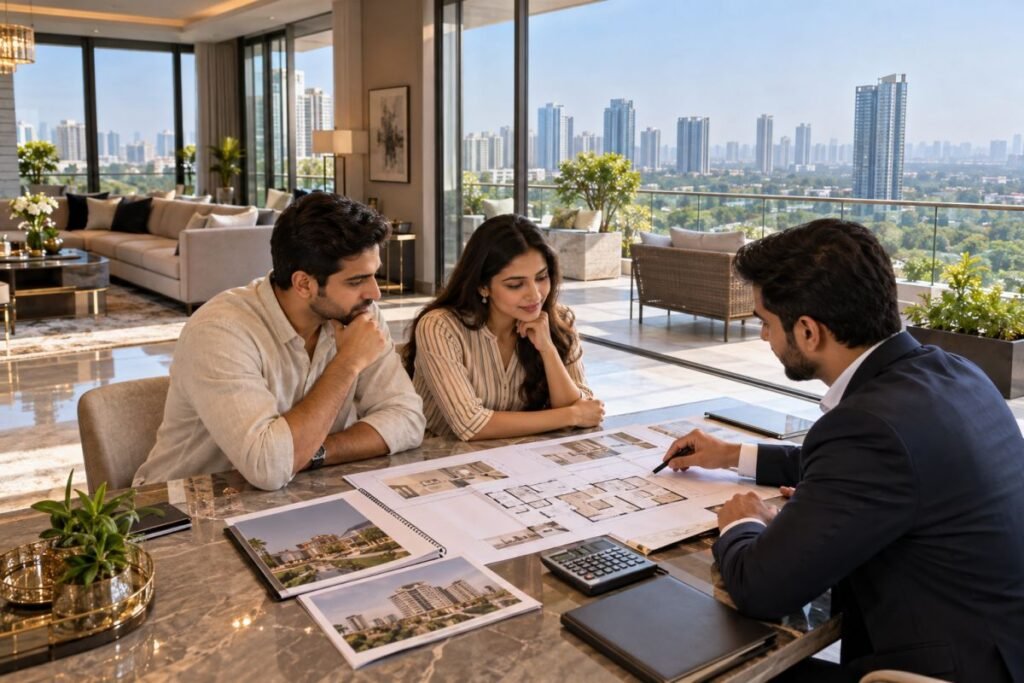 Luxury penthouse buyer evaluating a high-end Gurugram property