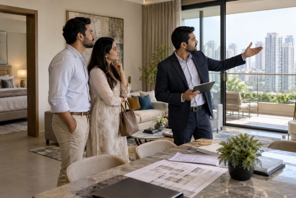 Buyer inspecting apartment before purchasing property on Sohna Road Gurugram