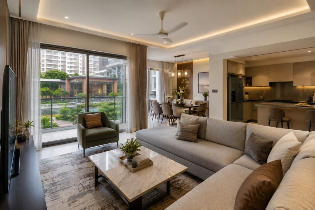 Central Gurugram budget apartment interior with modern amenities