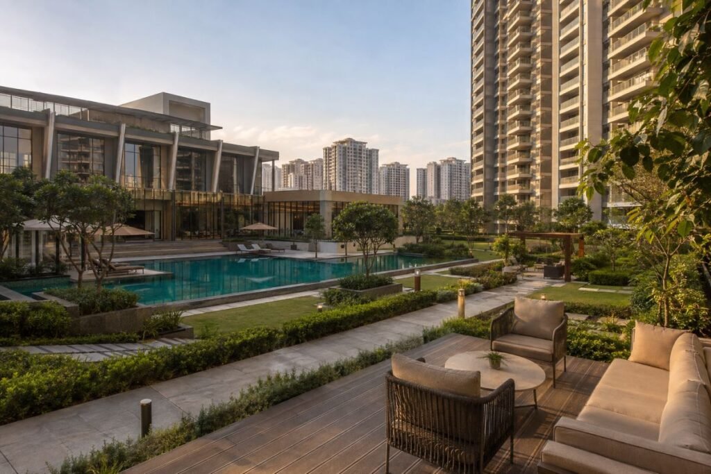 Conscient PARQ clubhouse pool and landscaped amenities