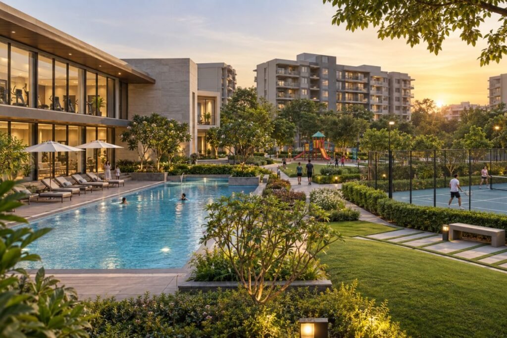 Eldeco Fairway Reserve clubhouse and landscaped lifestyle amenities