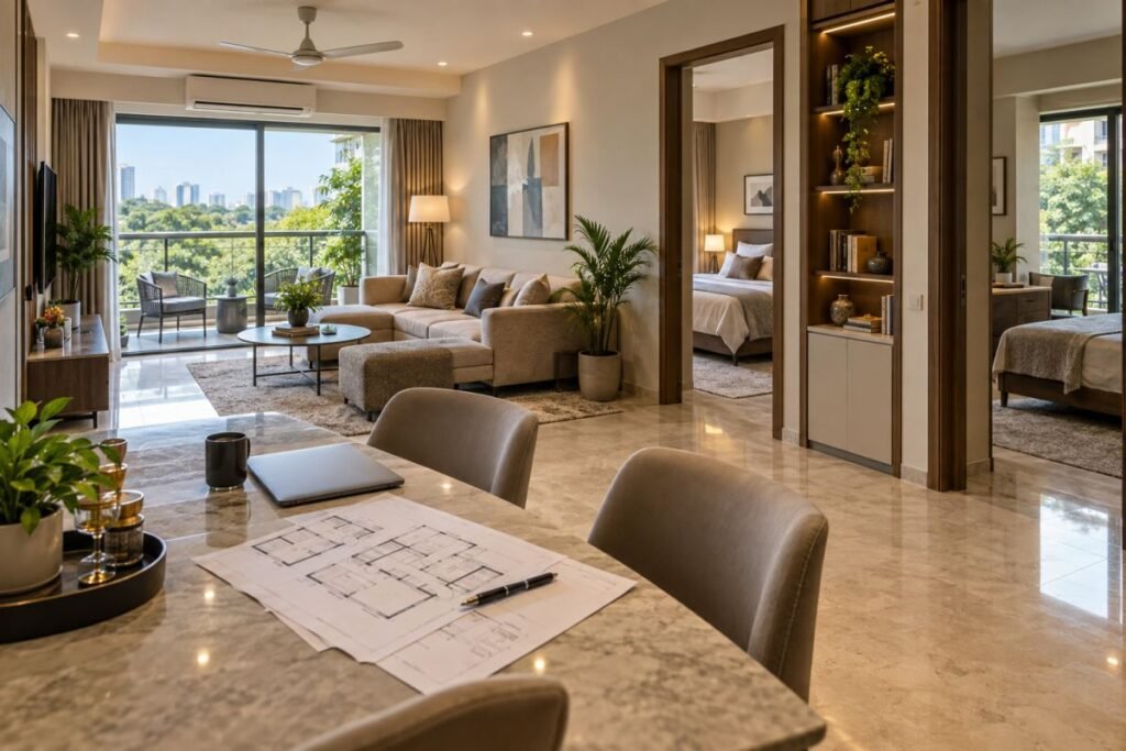 Functional apartment floor plan concept for Eldeco Fairway Reserve